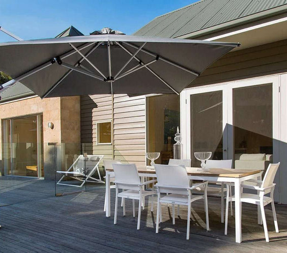 Frankford Aurora 11 Foot Octagon Cantilever Umbrella – Commercial Crank Lift - Outdoorsiness