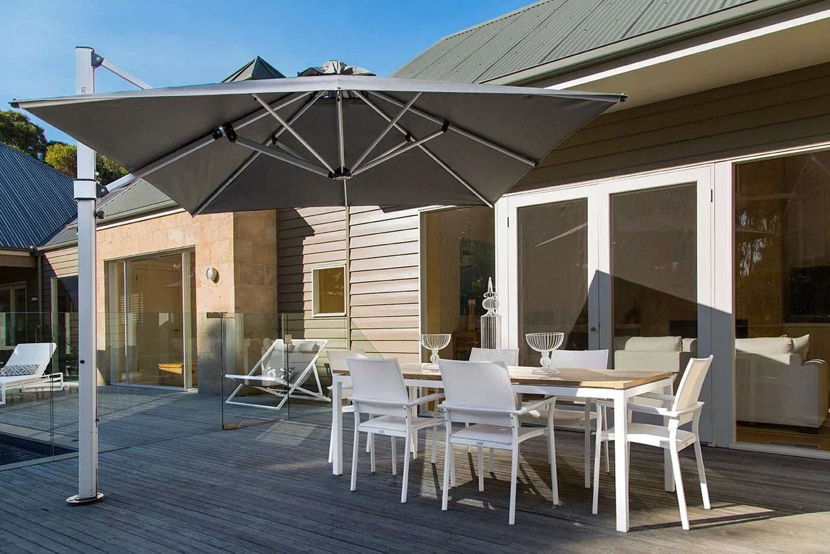 Frankford Aurora 11 Foot Octagon Cantilever Umbrella – Commercial Crank Lift - Outdoorsiness