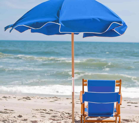 Frankford Avalon 6.5 Foot Hexagon Fiberglass Beach Umbrella – Manual Lift, Marine Grade Acrylic - Outdoorsiness