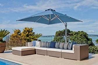 Frankford Eclipse 10 Foot Square Cantilever Umbrella – Commercial Crank Lift - Outdoorsiness