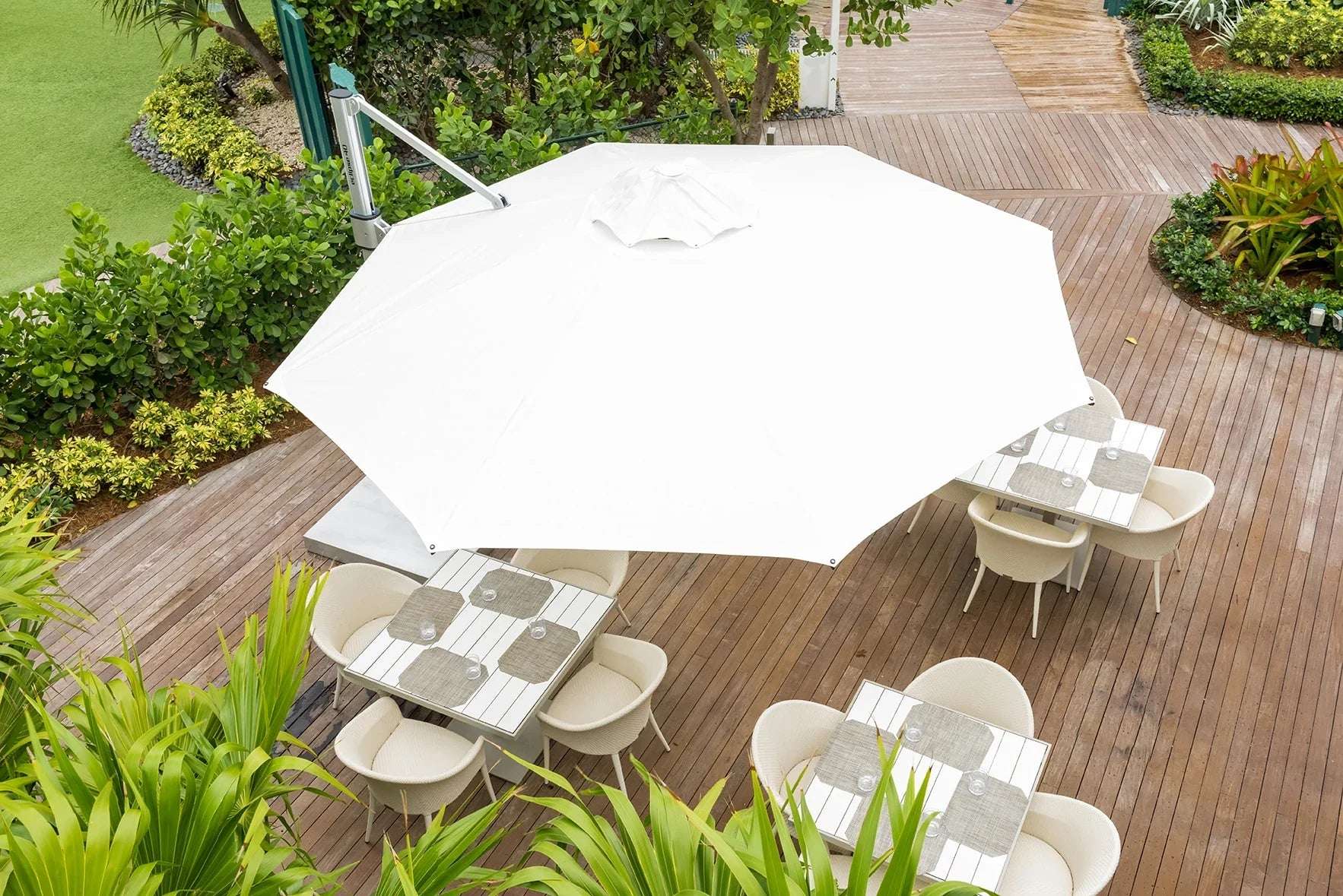 Frankford Eclipse 13 Foot Octagon Cantilever Umbrella – Commercial Crank Lift - Outdoorsiness