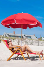Frankford Emerald Beach Ash wood 6.5 Foot Wide Hexagon Manual Lift Umbrella - Outdoorsiness