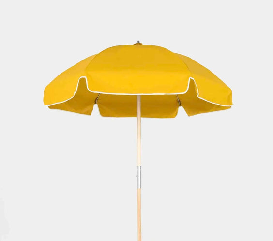 Frankford Emerald Beach Ash wood 6.5 Foot Wide Hexagon Manual Lift Umbrella - Outdoorsiness