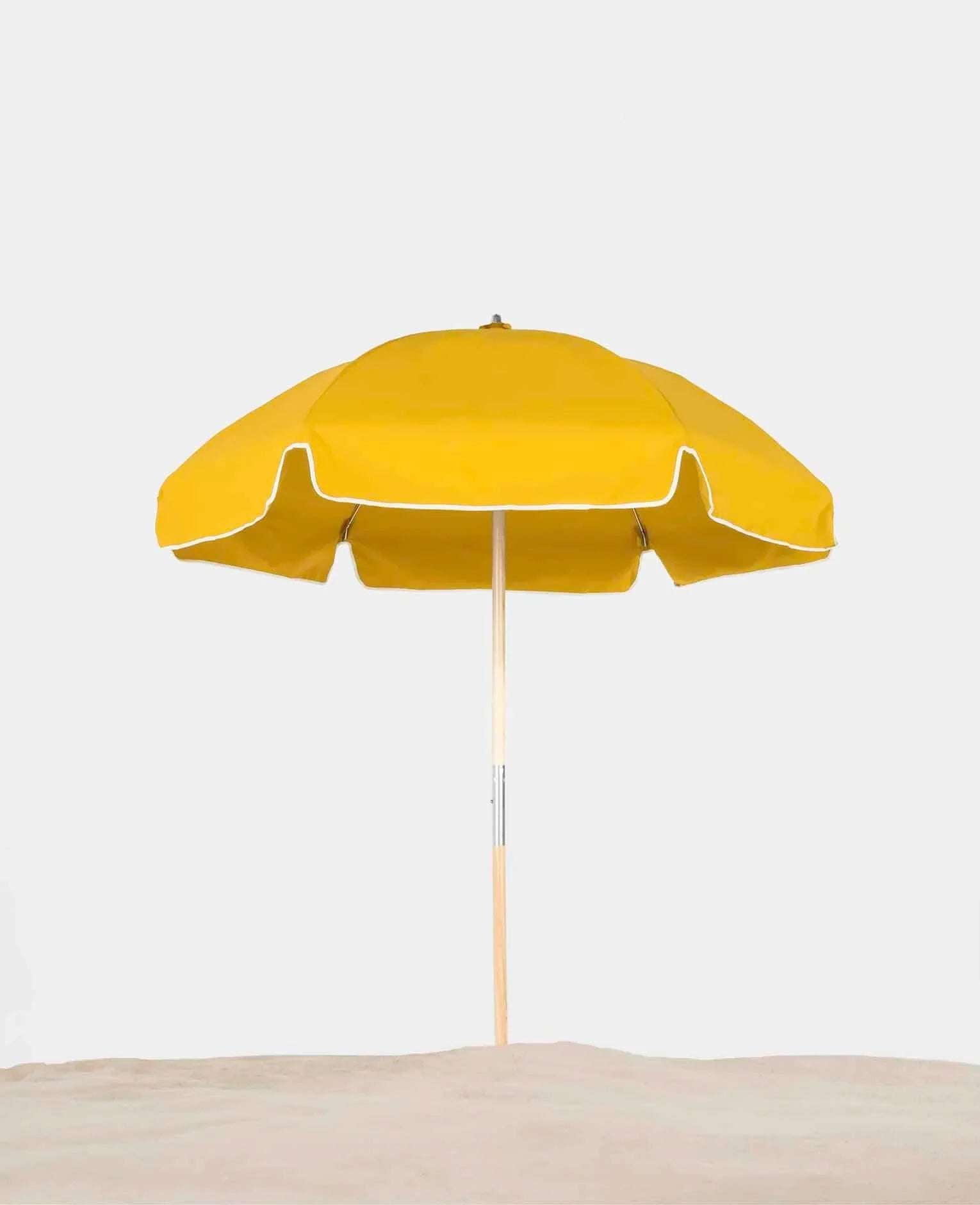 Frankford Emerald Beach Ash wood 6.5 Foot Wide Hexagon Manual Lift Umbrella - Outdoorsiness