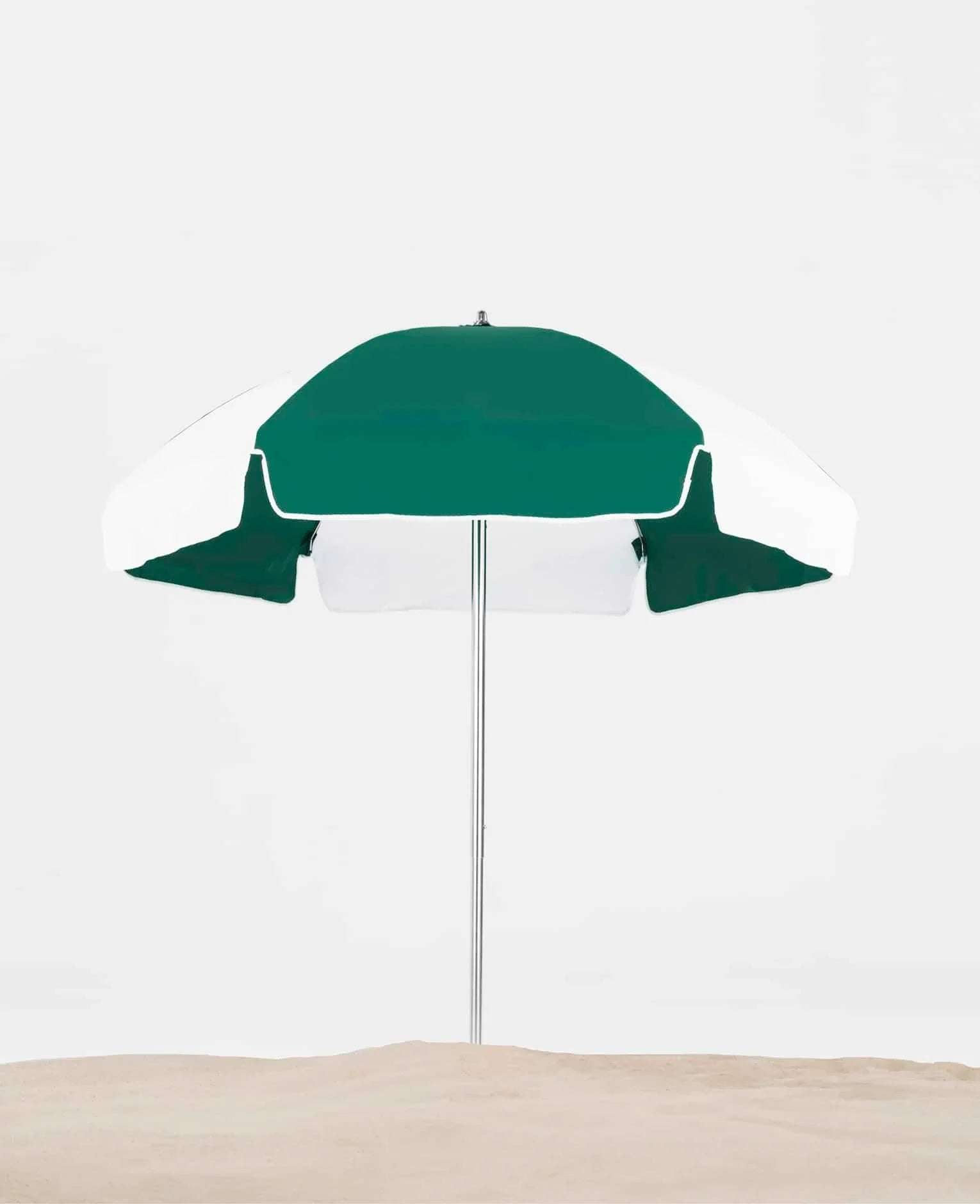 Frankford Emerald Coast 6.5 Foot Hexagon Aluminum Beach Umbrella – Manual Lift, Silver Anodized - Outdoorsiness