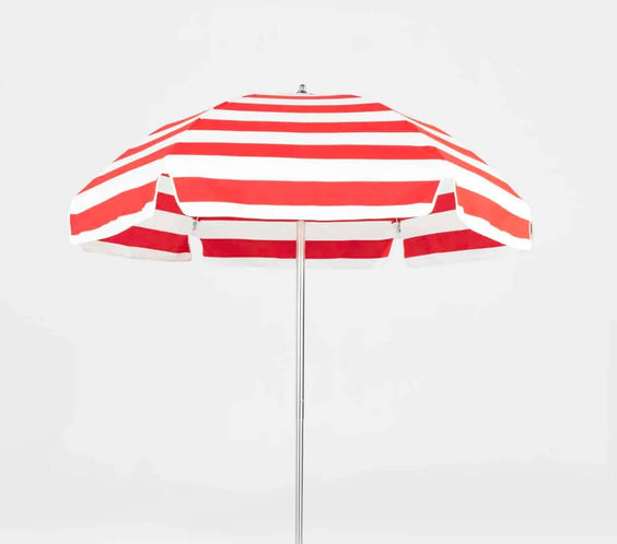 Frankford Emerald Coast 6.5 Foot Hexagon Aluminum Beach Umbrella – Manual Lift, Silver Anodized - Outdoorsiness