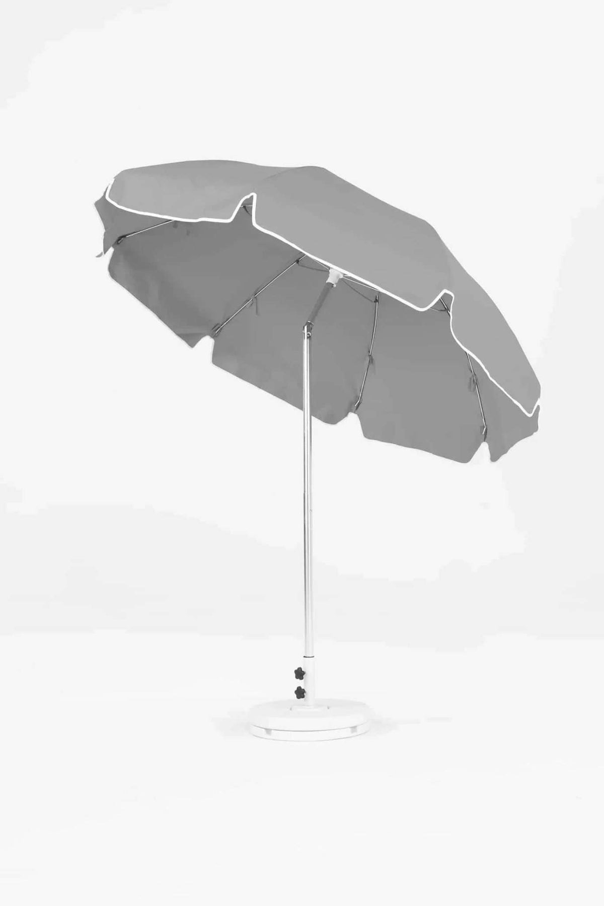 Frankford Laurel 7.5 Foot Octagon Steel Silver Anodized Market Umbrella – Auto Tilt - Outdoorsiness