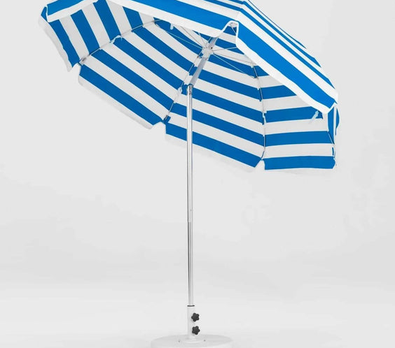 Frankford Laurel 7.5 Foot Octagon Steel Silver Anodized Market Umbrella – Auto Tilt - Outdoorsiness