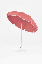 Frankford Laurel 7.5 Foot Octagon Steel Silver Anodized Market Umbrella – Auto Tilt - Outdoorsiness