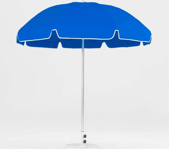 Frankford Laurel 7.5 Foot Octagon Steel Silver Anodized Market Umbrella – Manual Lift, No Tilt - Outdoorsiness