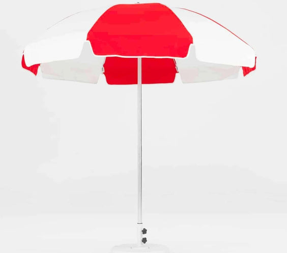 Frankford Laurel 7.5 Foot Octagon Steel Silver Anodized Market Umbrella – Manual Lift, No Tilt - Outdoorsiness