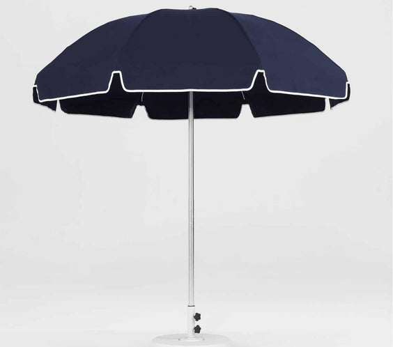 Frankford Laurel 7.5 Foot Octagon Steel Silver Anodized Market Umbrella – Manual Lift, No Tilt - Outdoorsiness