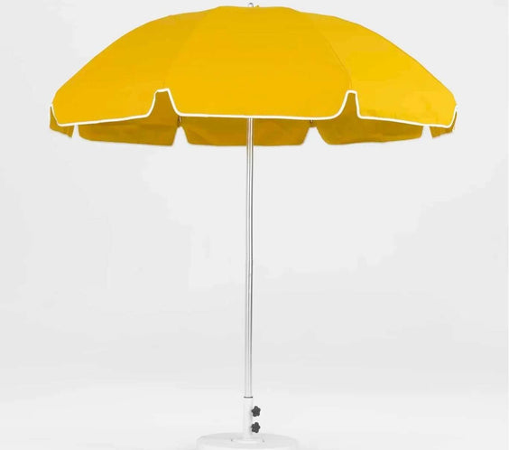 Frankford Laurel 7.5 Foot Octagon Steel Silver Anodized Market Umbrella – Manual Lift, No Tilt - Outdoorsiness