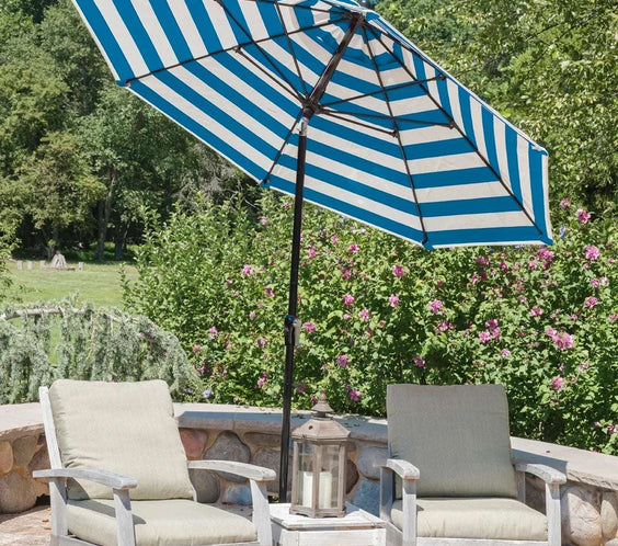 Frankford Monterey 7.5 Foot Octagon Fiberglass Market Umbrella – Crank & Auto Tilt - Outdoorsiness