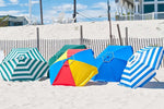 Frankford Shade Star 6.5 Foot Hexagon Ash Wood Beach Umbrella – Marine Grade Acrylic, Carry Bag - Outdoorsiness