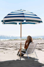 Frankford Shade Star 6.5 Foot Hexagon Ash Wood Beach Umbrella – Marine Grade Acrylic, Carry Bag - Outdoorsiness