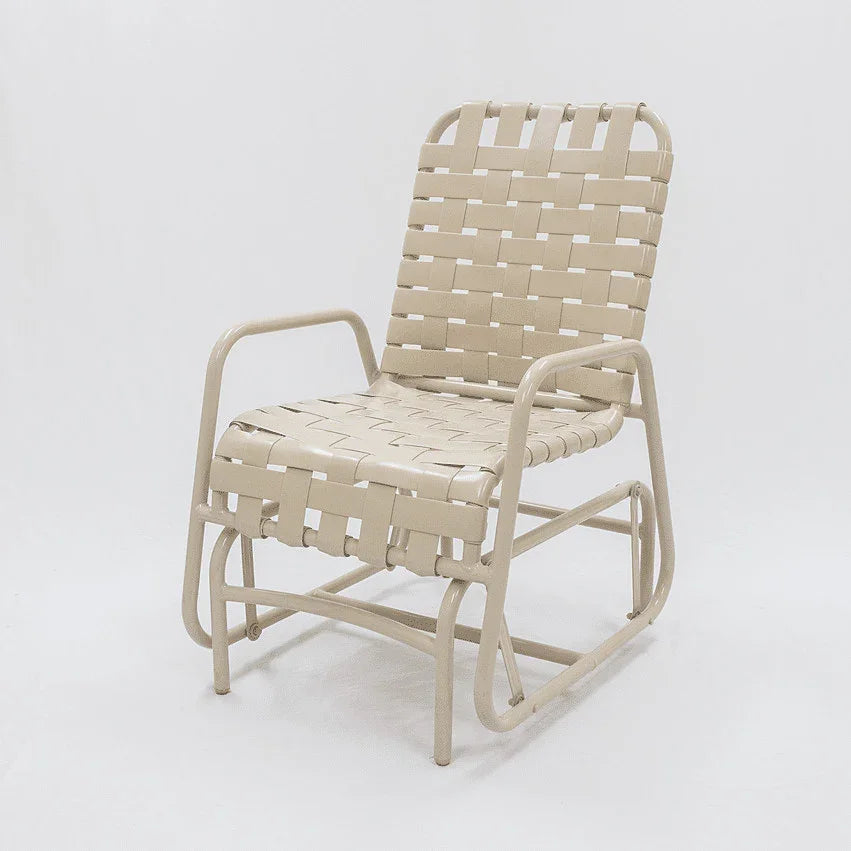 Coastline Basket Weave Vinyl Strap Commercial Poolside Glider Chair – Aluminum Frame