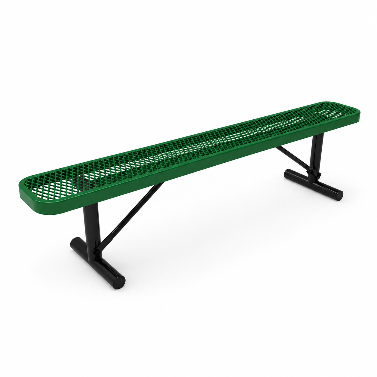 Commercial 6ft Expanded Metal Park Bench Without Back – Thermoplastic Coated, Quick Ship