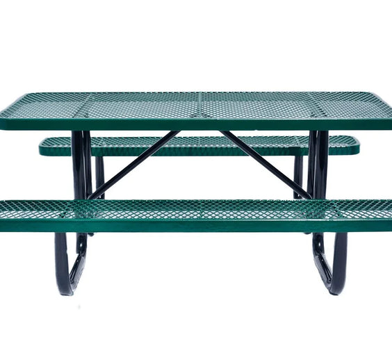 Outdoorsiness 6ft Rectangular Expanded Metal Picnic Table, Black - UL Certified, Thermoplastic Coated, Commercial Grade