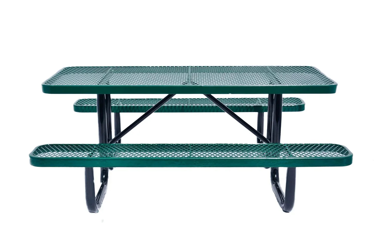 Outdoorsiness 6ft Rectangular Expanded Metal Picnic Table, Black - UL Certified, Thermoplastic Coated, Commercial Grade