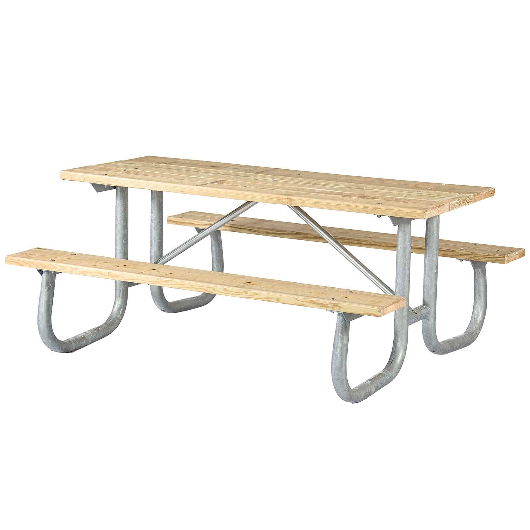 Heavy Duty Welded Galvanized Picnic Table Frame Kit – 2-3/8" OD, 11 Ga Steel, 6ft or 8ft - Outdoorsiness