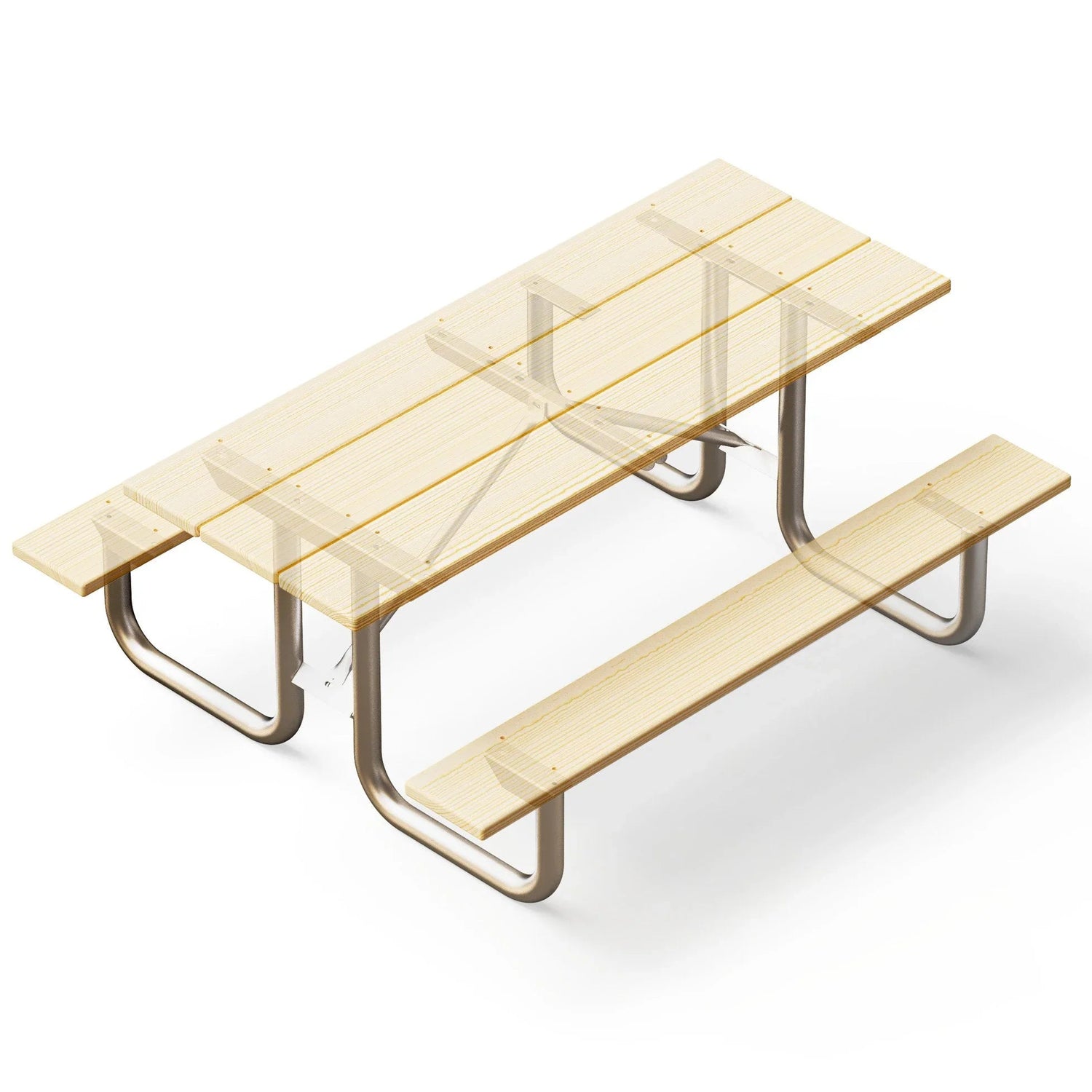 Heavy Duty Welded Galvanized Picnic Table Frame Kit – 2-3/8" OD, 11 Ga Steel, 6ft or 8ft - Outdoorsiness