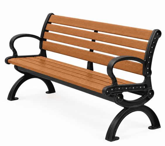 Heritage Style 6ft Recycled Plastic - Commercial Park Bench With Back – Aluminum Frame, Quick Ship