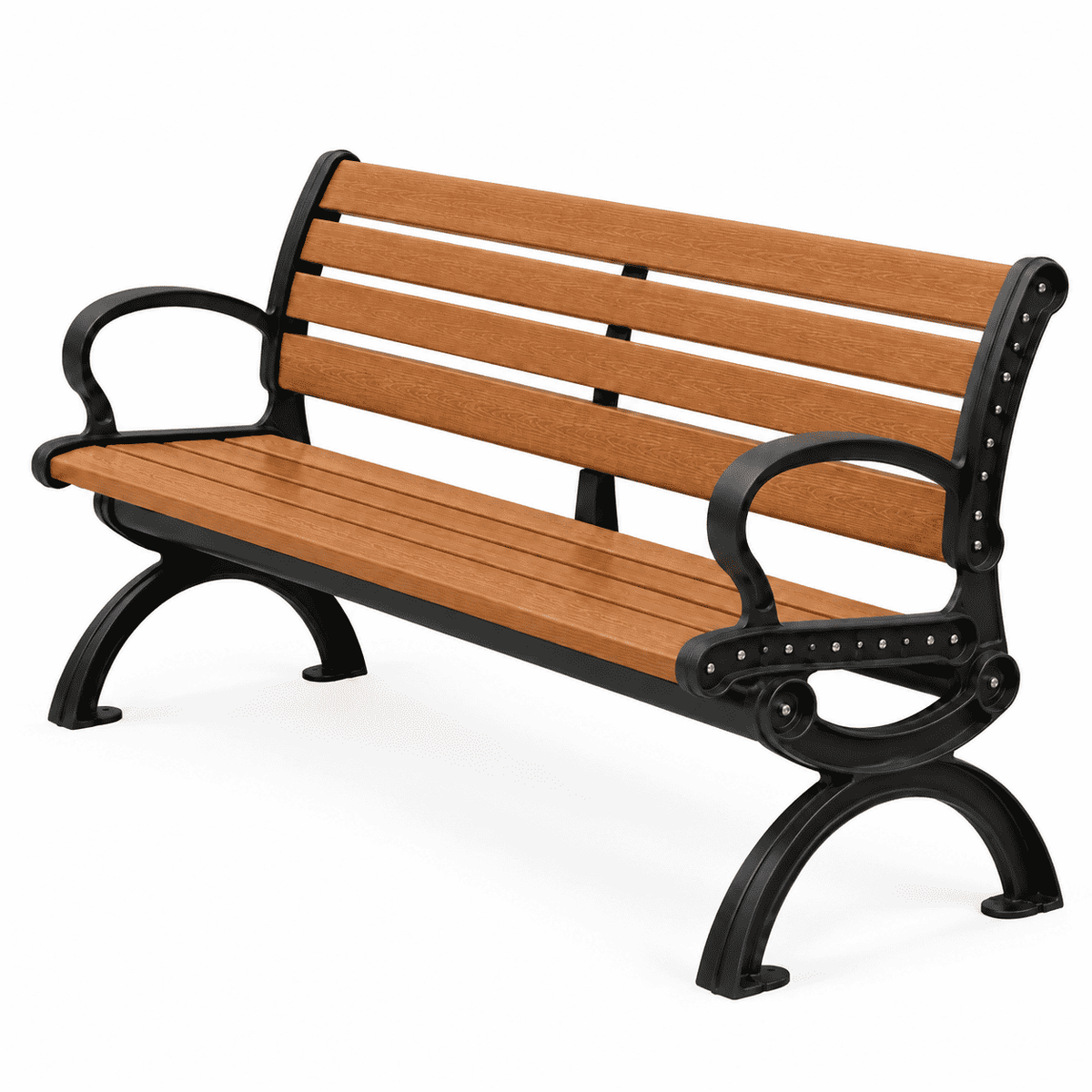 Heritage Style 6ft Recycled Plastic - Commercial Park Bench With Back – Aluminum Frame, Quick Ship