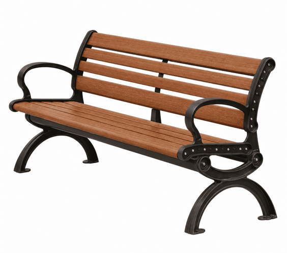 Heritage Style 6ft Recycled Plastic - Commercial Park Bench With Back – Aluminum Frame, Quick Ship - Outdoorsiness