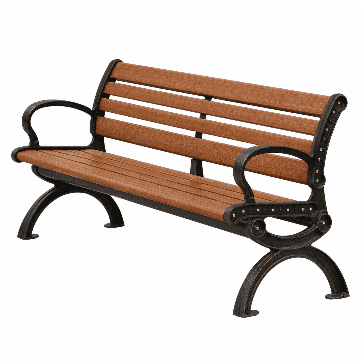 Heritage Style 6ft Recycled Plastic - Commercial Park Bench With Back – Aluminum Frame, Quick Ship - Outdoorsiness