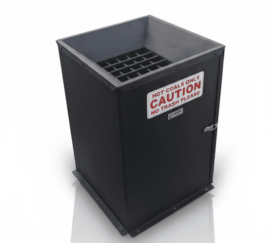 Hot Coal & Ash Disposal Bin – Commercial Outdoor Charcoal Waste Container - Outdoorsiness