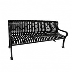 Keystone Commercial 74in Ribbed Steel Park Bench With Back & Arms – Thermoplastic Coated - Outdoorsiness