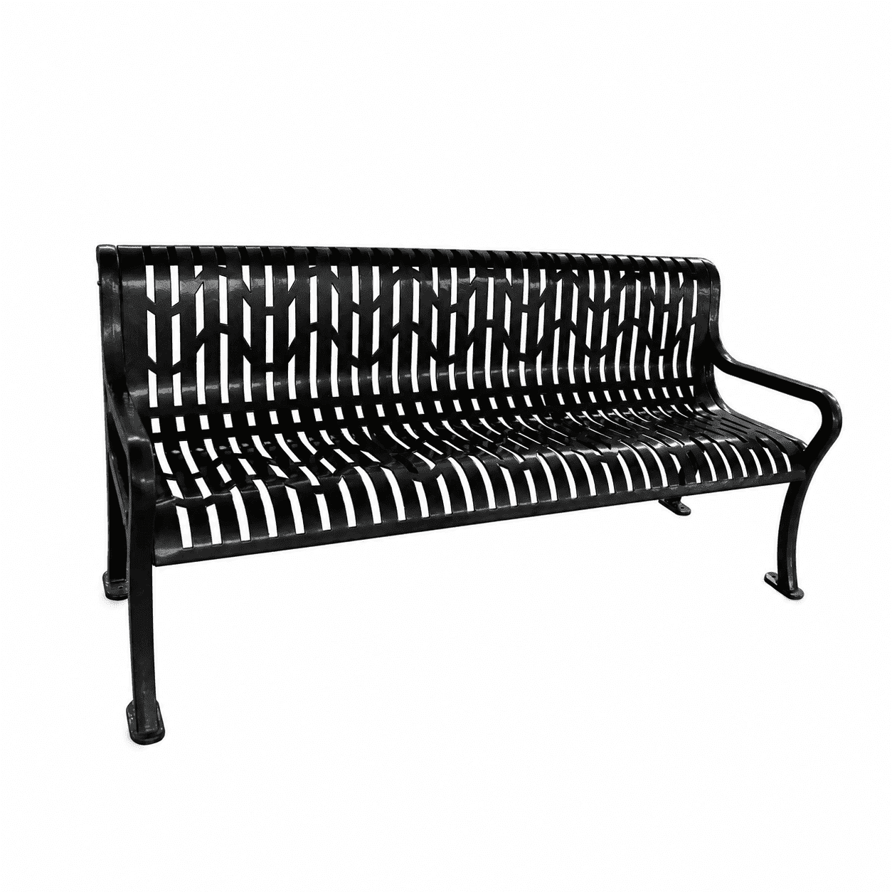 Keystone Commercial 74in Ribbed Steel Park Bench With Back & Arms – Thermoplastic Coated - Outdoorsiness