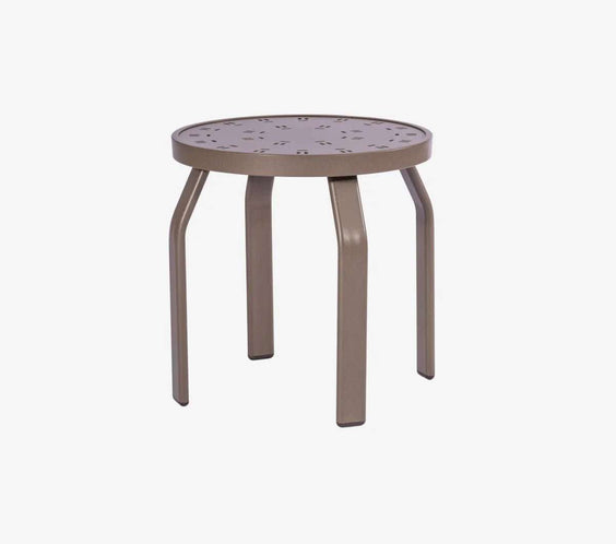 Laguna 18in Round Aluminum Pool Side Table – Punched Top, Heavy Duty - Outdoorsiness