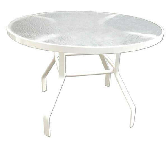 Laguna 42in Round Acrylic Commercial Pool Patio Table – Heavy Duty Oval Aluminum Tubing - Outdoorsiness