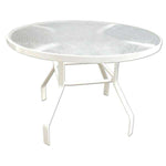 Laguna 42in Round Acrylic Commercial Pool Patio Table – Heavy Duty Oval Aluminum Tubing - Outdoorsiness