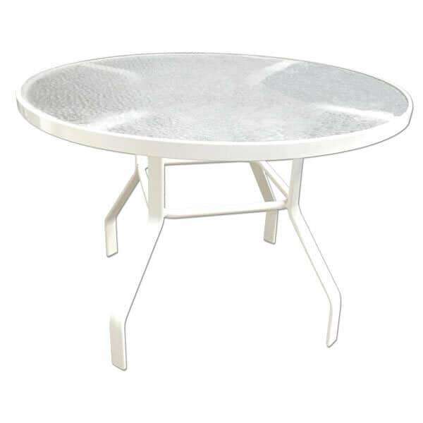 Laguna 42in Round Acrylic Commercial Pool Patio Table – Heavy Duty Oval Aluminum Tubing - Outdoorsiness
