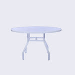 Laguna 48in Round Acrylic Commercial Pool Patio Table – Rectangular Aluminum Tubing - Outdoorsiness
