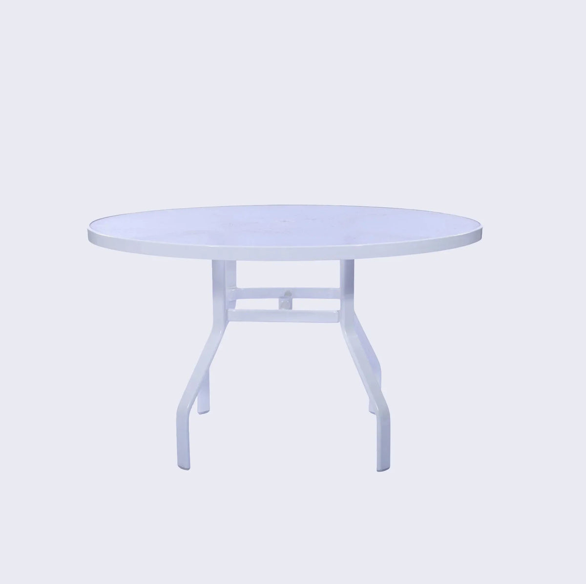 Laguna 48in Round Acrylic Commercial Pool Patio Table – Rectangular Aluminum Tubing - Outdoorsiness