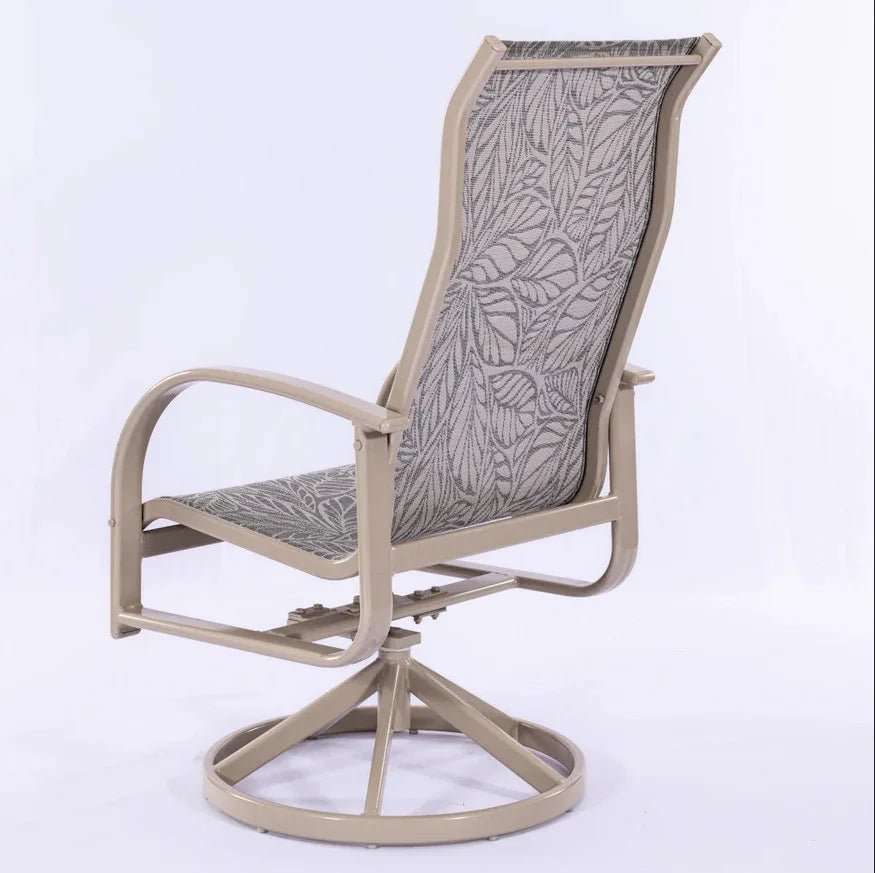 Laguna Comfort Series Commercial Sling Pool Side High Back Swivel Arm Chair – 360° Swivel - Outdoorsiness