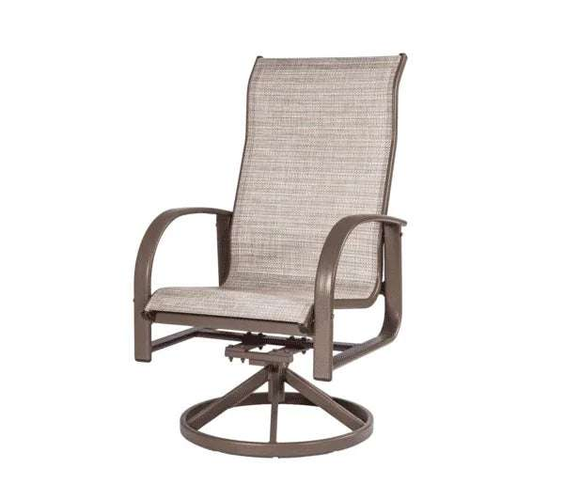 Laguna Comfort Series Commercial Sling Pool Side High Back Swivel Arm Chair – 360° Swivel - Outdoorsiness