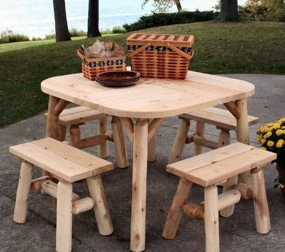 Lakeland Mills Cedar Log 23 Inch End Bench – Northern White Cedar - Outdoorsiness