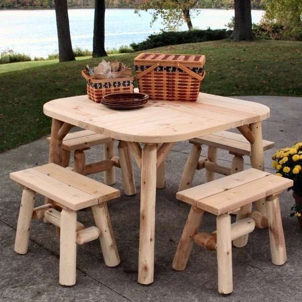 Lakeland Mills Cedar Log 23 Inch End Bench – Northern White Cedar - Outdoorsiness