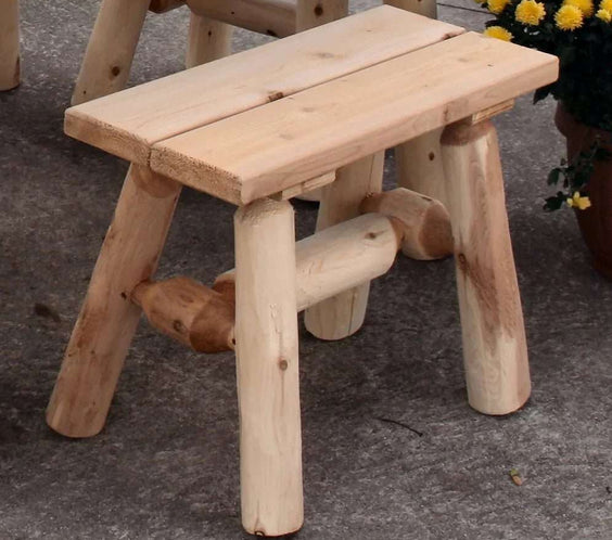 Lakeland Mills Cedar Log 23 Inch End Bench – Northern White Cedar - Outdoorsiness