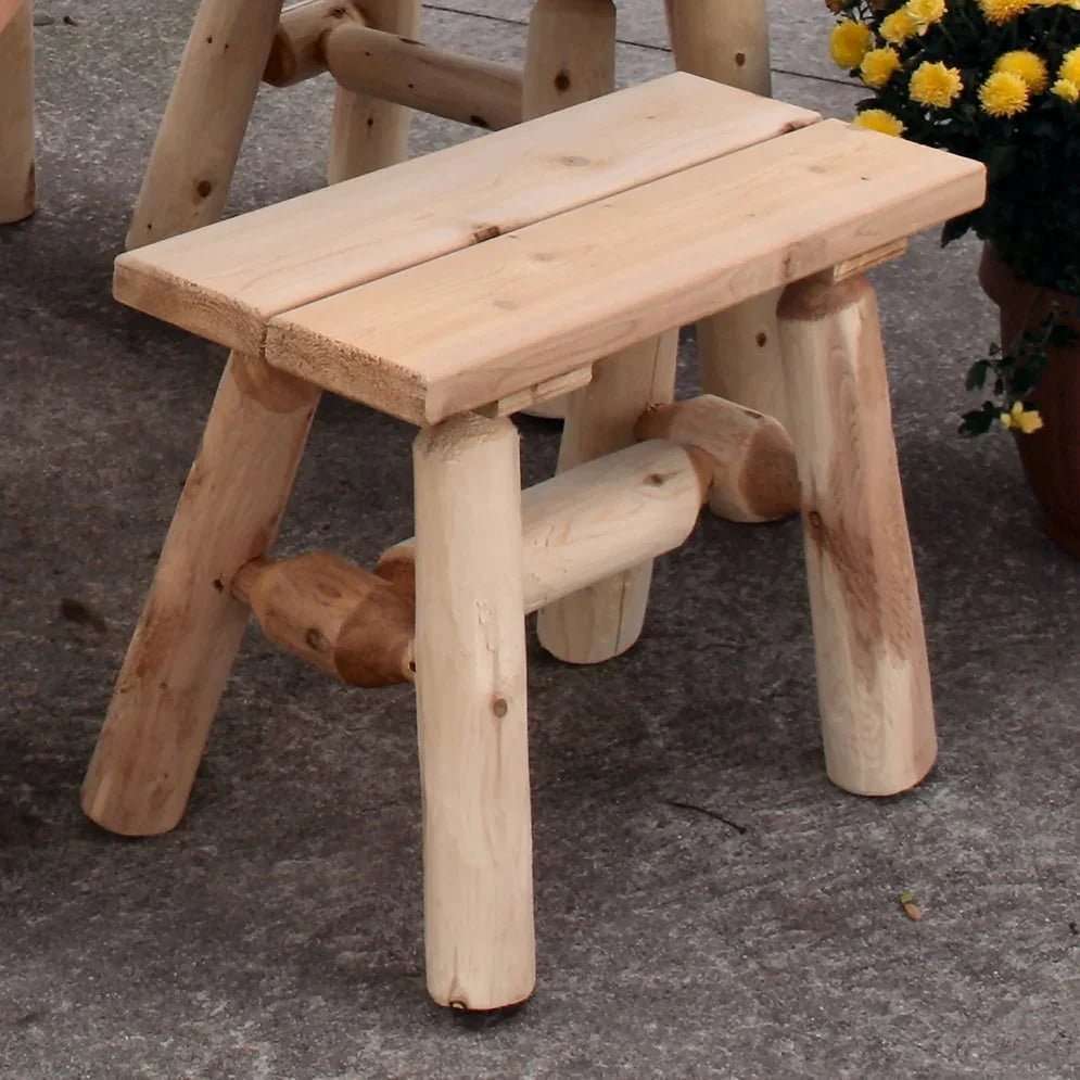 Lakeland Mills Cedar Log 23 Inch End Bench – Northern White Cedar - Outdoorsiness