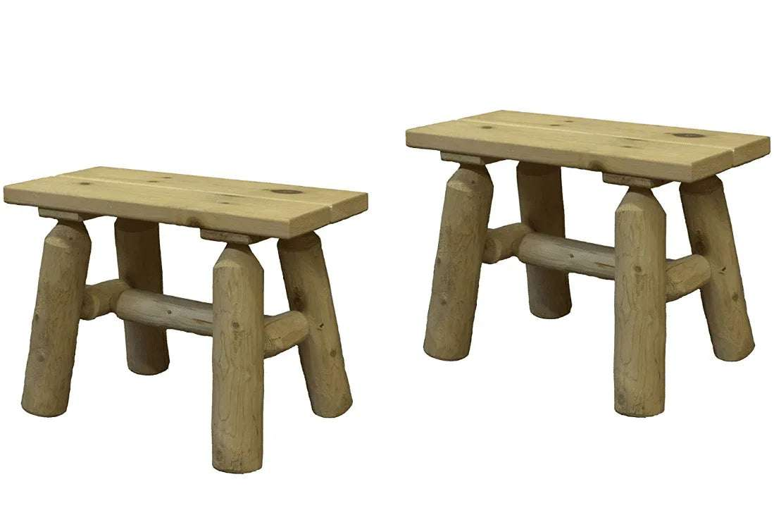 Lakeland Mills Cedar Log 23 Inch End Bench – Northern White Cedar - Outdoorsiness