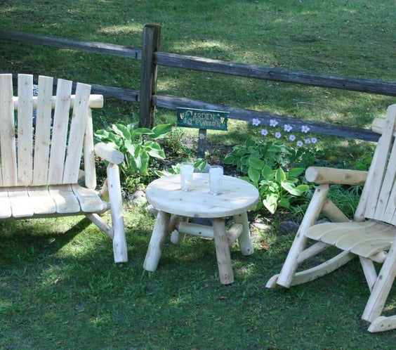 Lakeland Mills Cedar Log 27 Inch Round Wood Coffee Table - Outdoorsiness