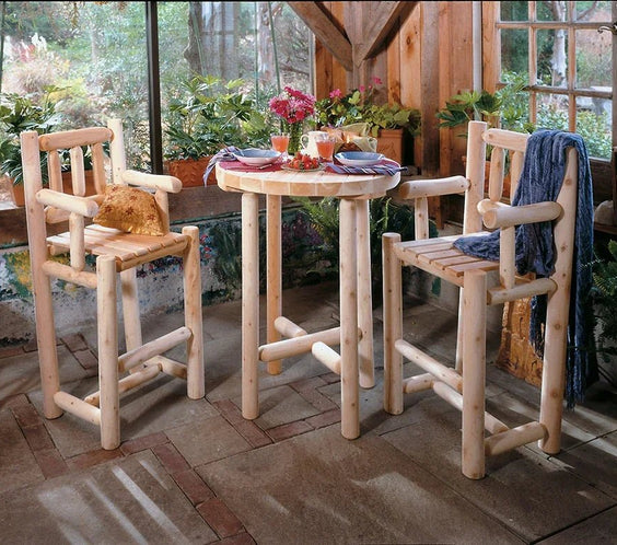 Lakeland Mills Cedar Log 3 Piece Bistro Set – Table & 2 Chairs - Outdoorsiness