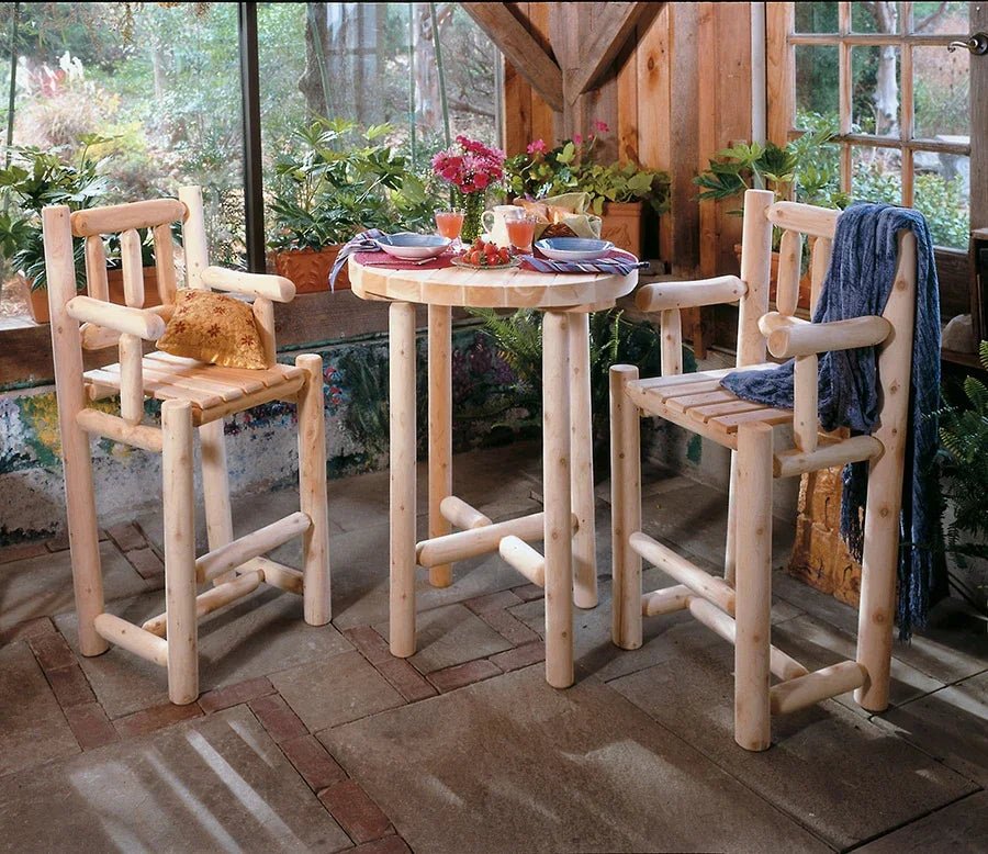 Lakeland Mills Cedar Log 3 Piece Bistro Set – Table & 2 Chairs - Outdoorsiness