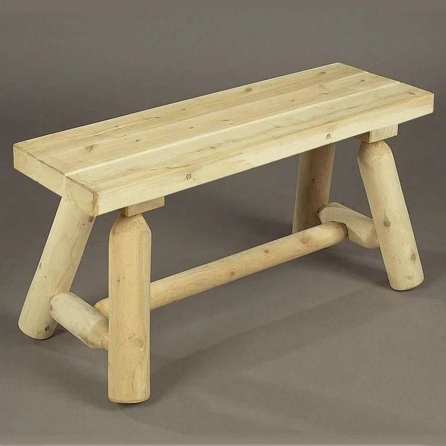 Lakeland Mills Cedar Log 35 Inch Bench – Northern White Cedar - Outdoorsiness